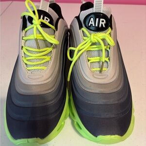 Men's Athletic Shoes - Black and Neon Green